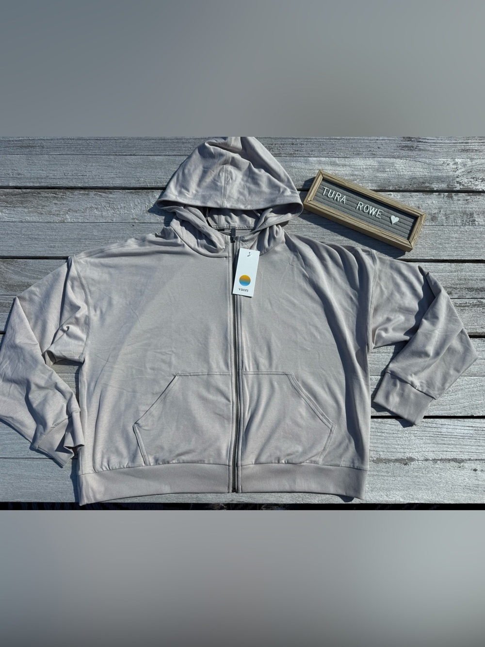 Vuori Halo Modern Full Zip Hoodie Ecru Heather Size XL NWT 🤍✨